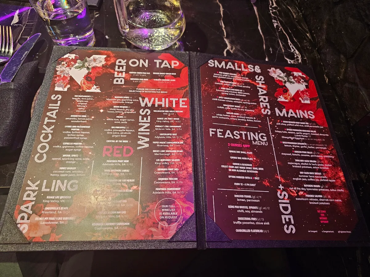 Menu, Knowhere Brisbane