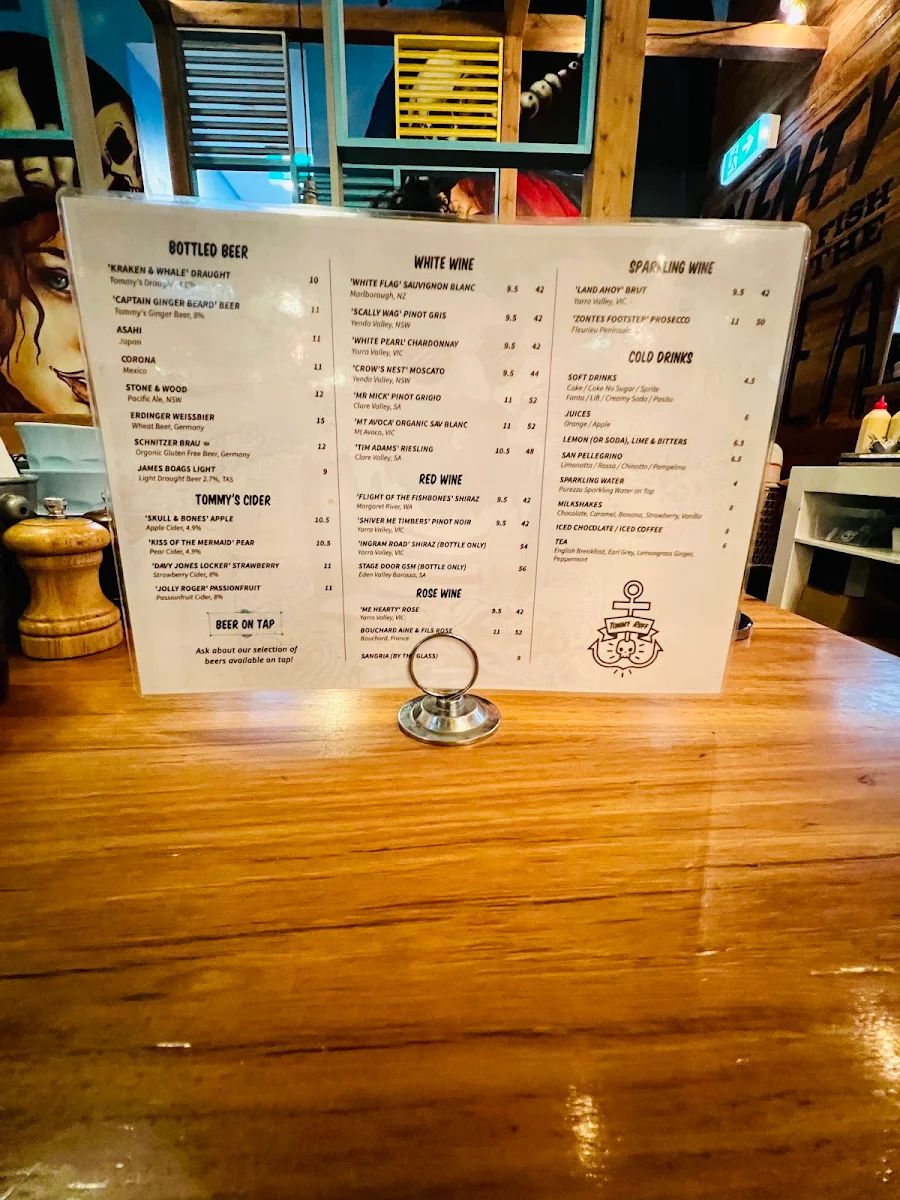 Menu, Tommy Ruff Fishbar (Mordialloc)