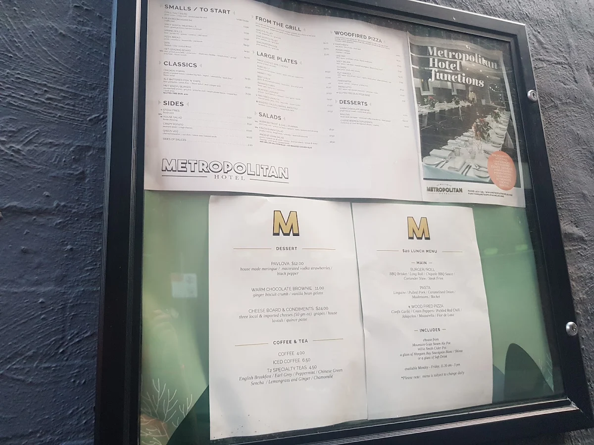 Menu, The Metropolitan Hotel