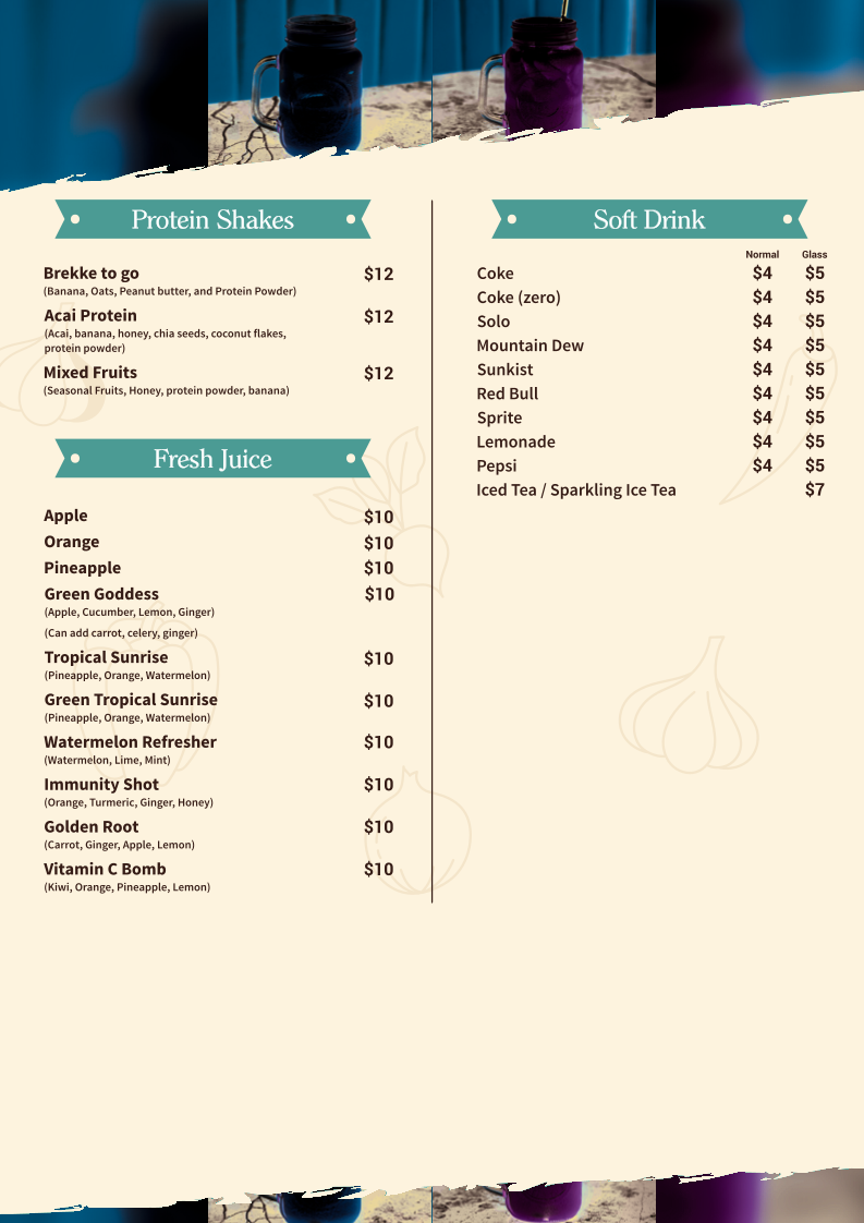 Menu, Lexi's Cafe & bar
