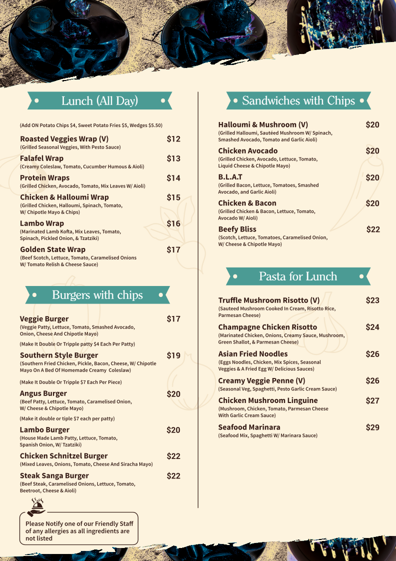 Menu, Lexi's Cafe & bar