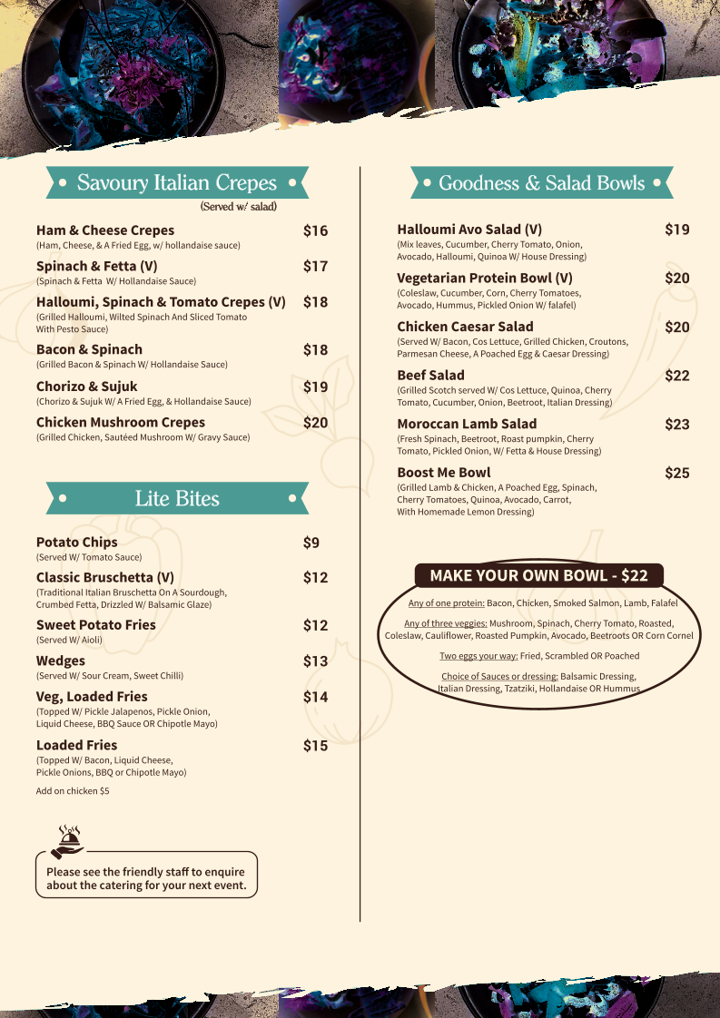 Menu, Lexi's Cafe & bar