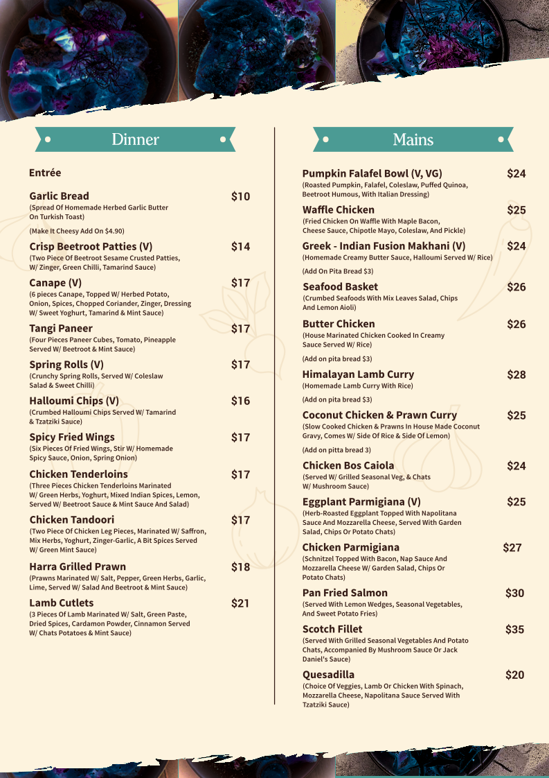 Menu, Lexi's Cafe & bar