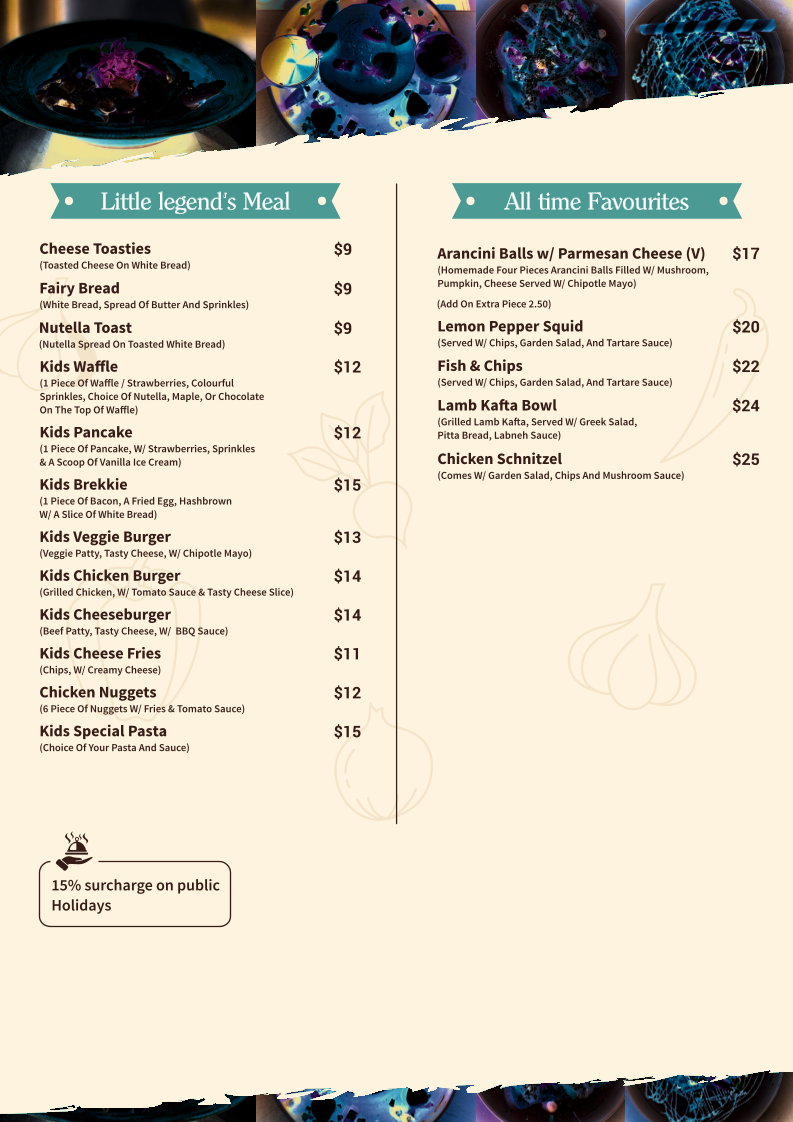 Menu, Lexi's Cafe & bar