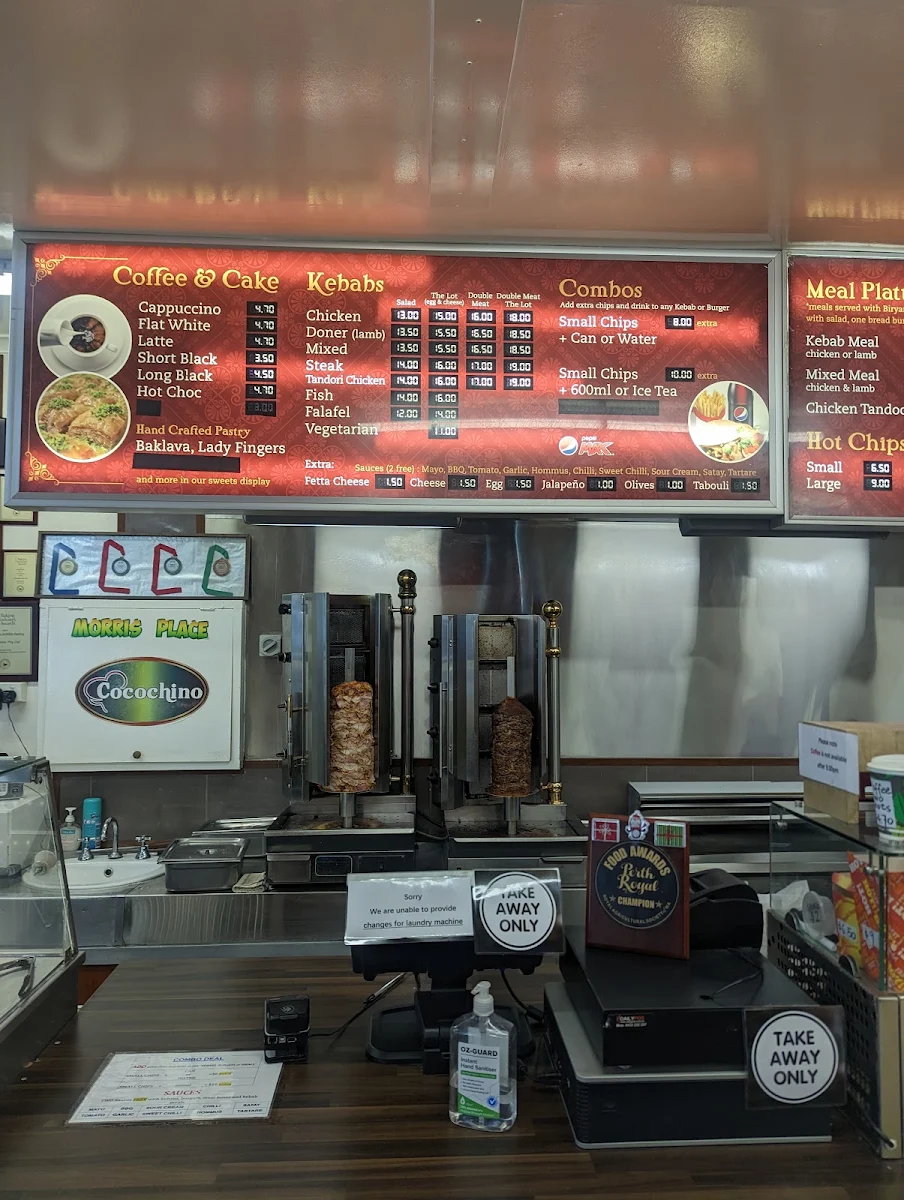 Menu, Morris Place Kebabs & Bakery