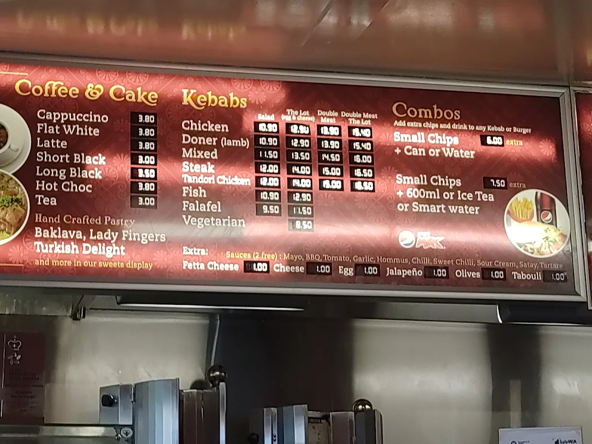 Menu, Morris Place Kebabs & Bakery