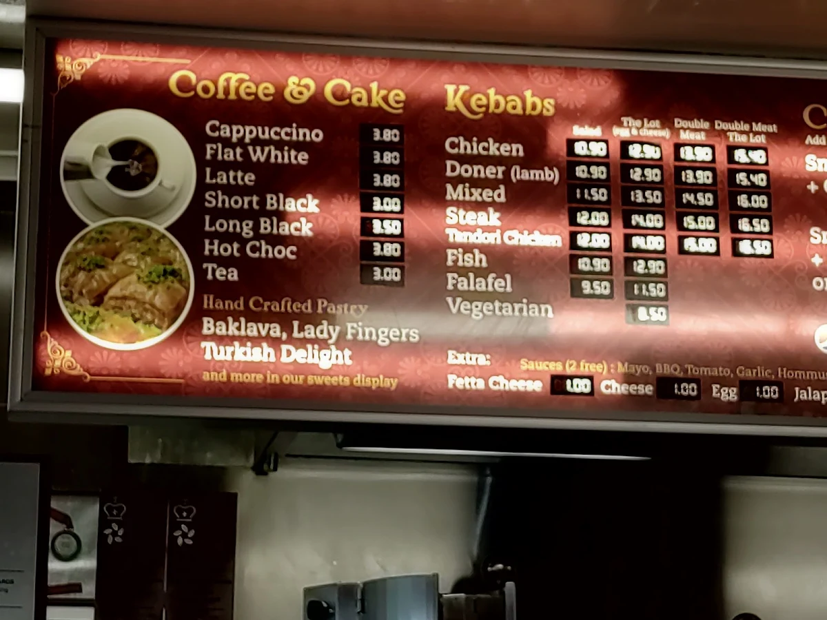 Menu, Morris Place Kebabs & Bakery
