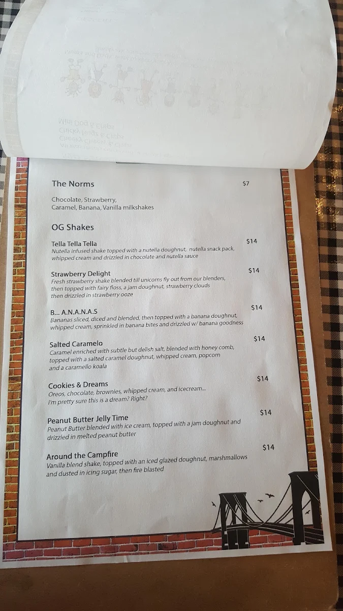 Menu, Downtown Brooklyn Burgers