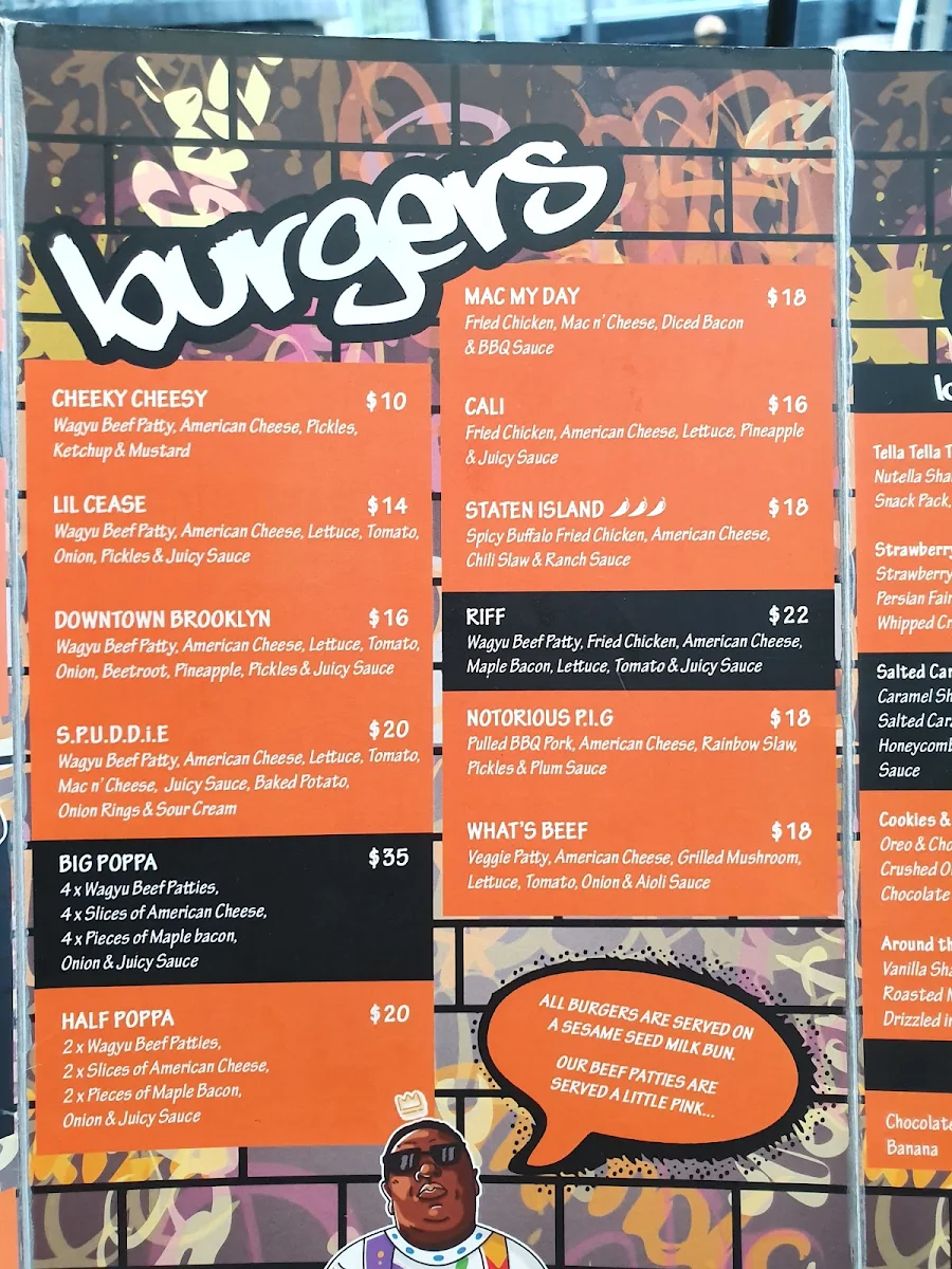 Menu, Downtown Brooklyn Burgers