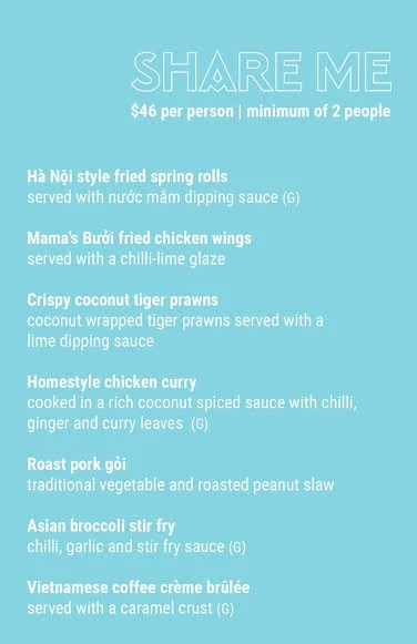 Menu, Mama's Buoi Chadstone