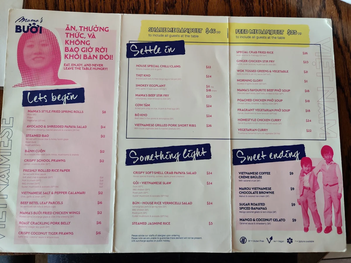 Menu, Mama's Buoi Chadstone