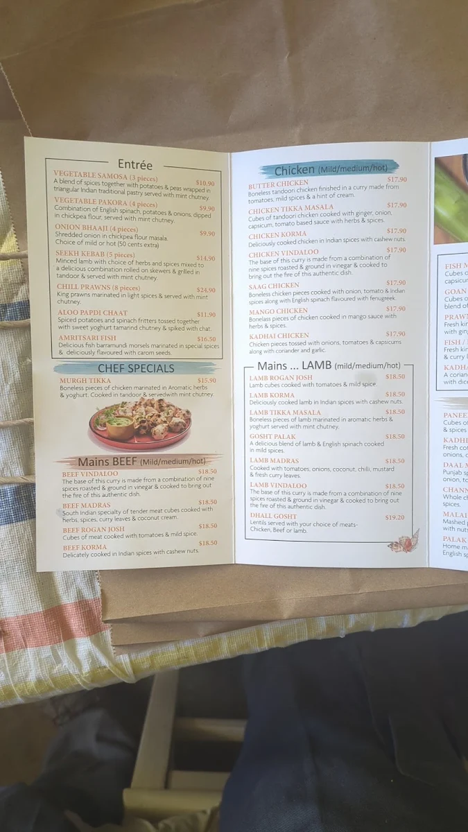 Menu, Aldinga Bay Cafe