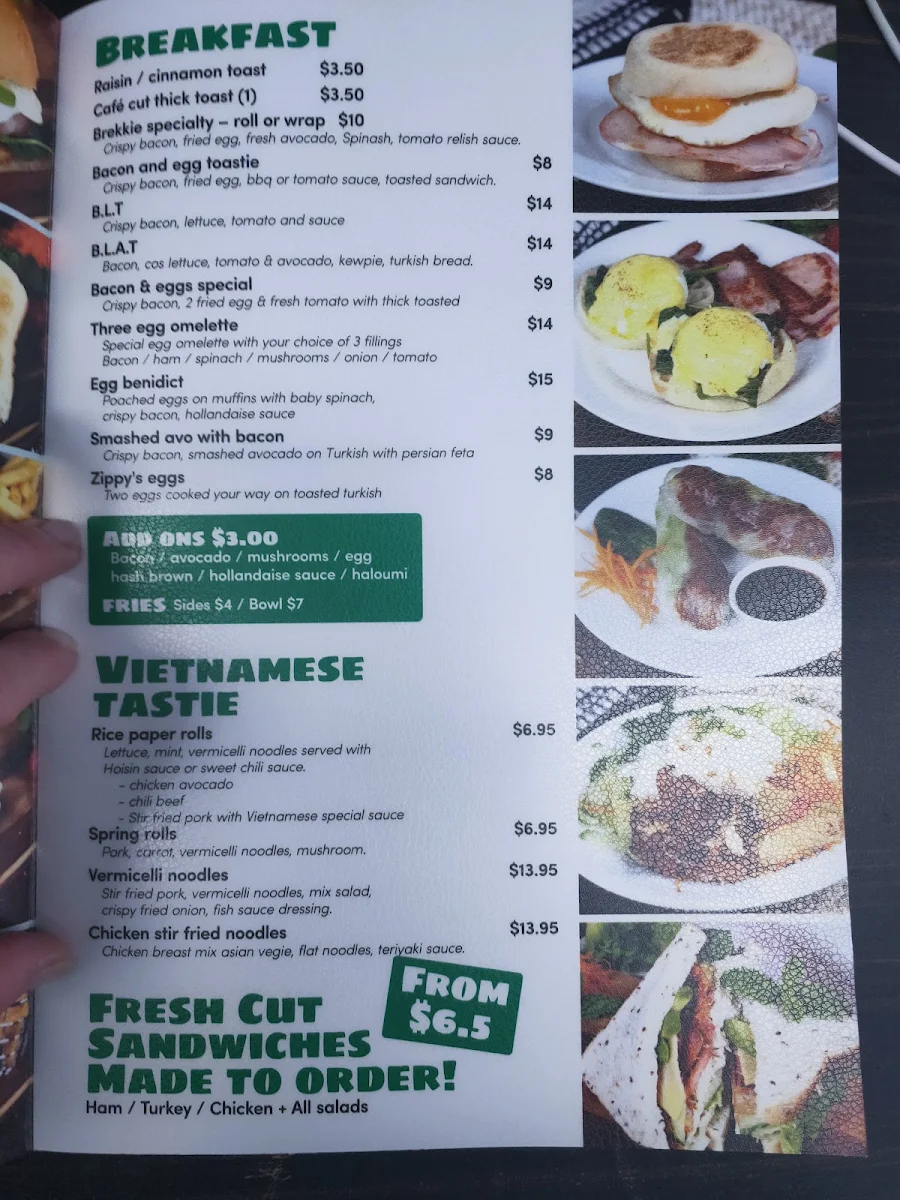 Menu, Zippy Cafe & Juice Bar