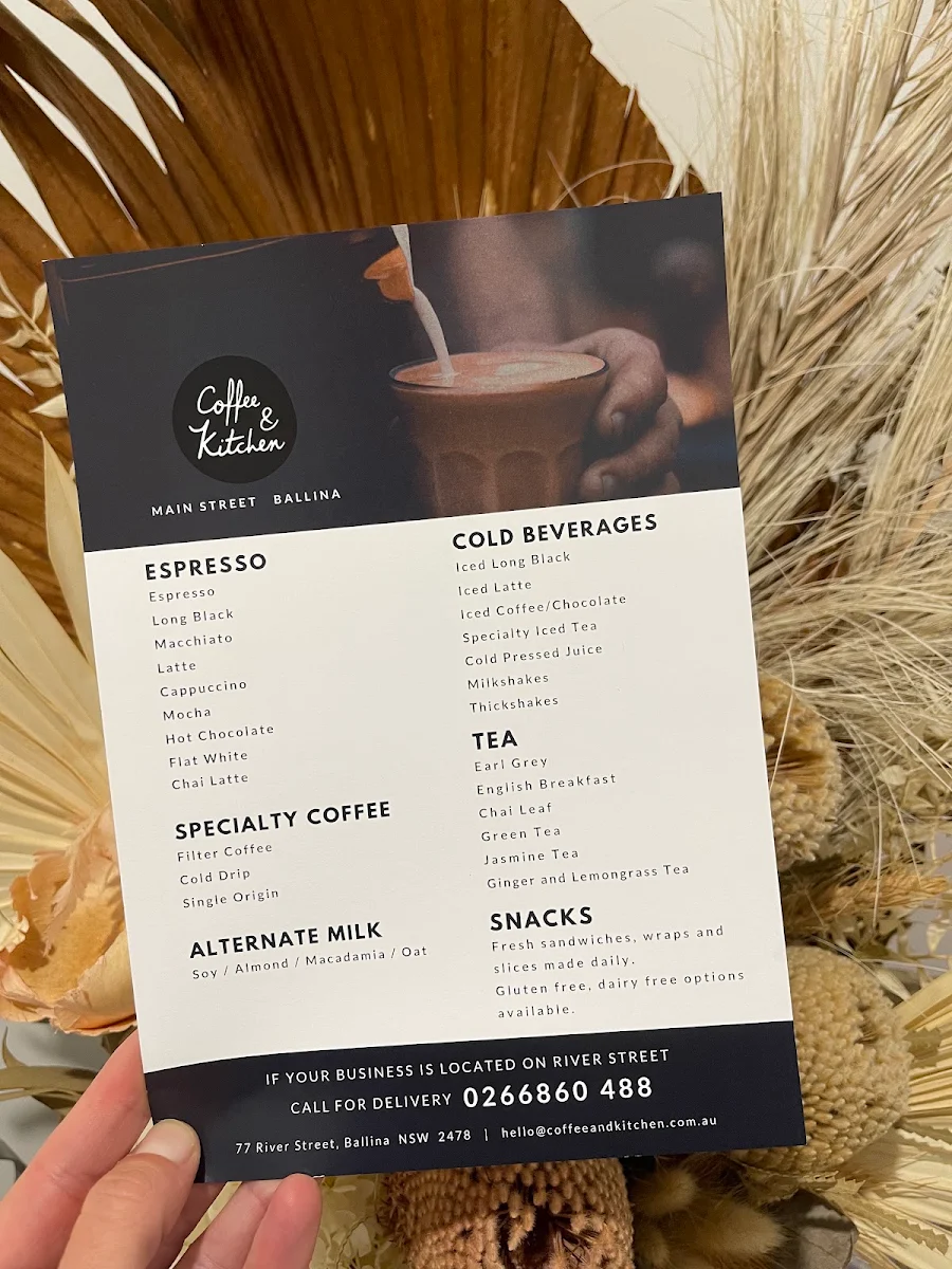 Menu, Coffee & Kitchen Ballina
