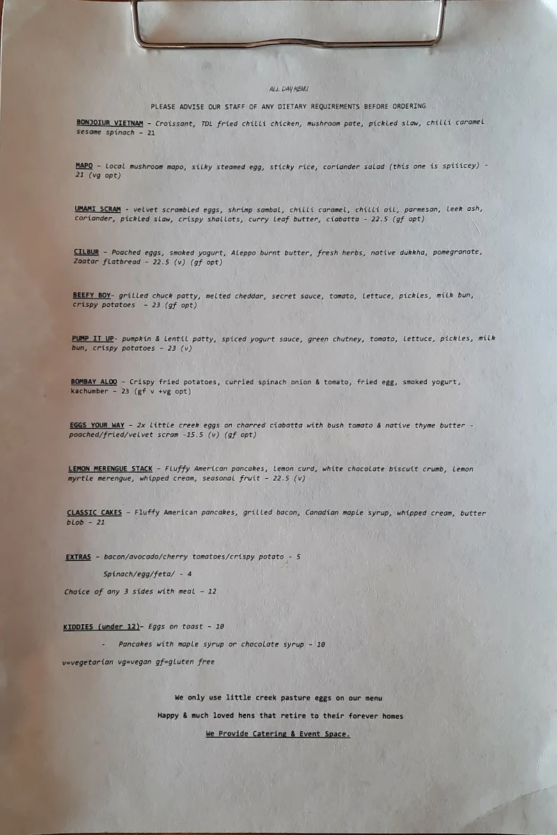 Menu, Two Dogs Laughing