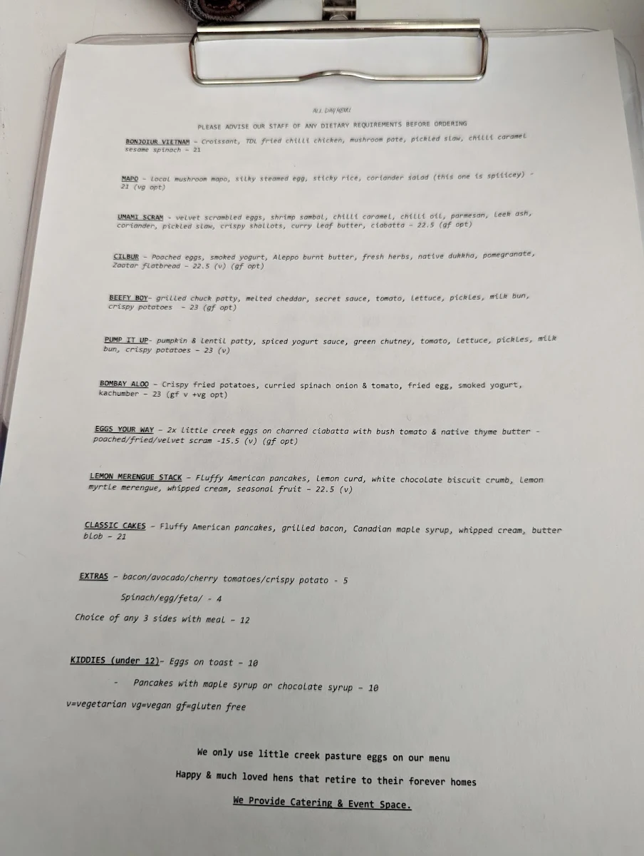 Menu, Two Dogs Laughing