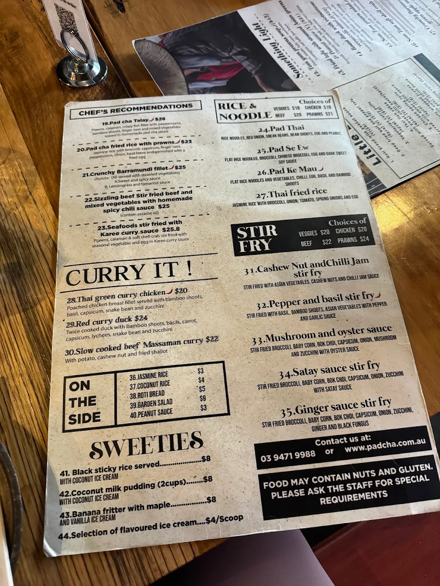 Menu, Pad Cha