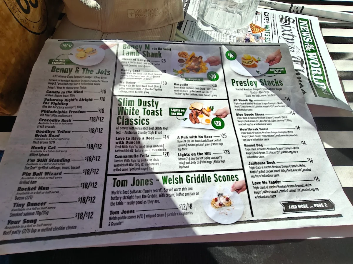 Menu, Café63© Sandgate