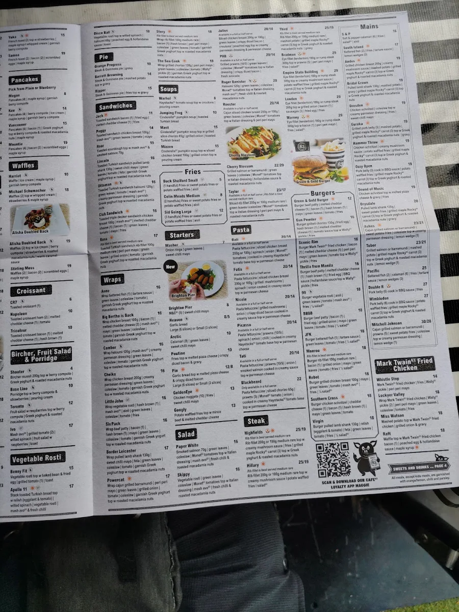 Menu, Café63© Sandgate