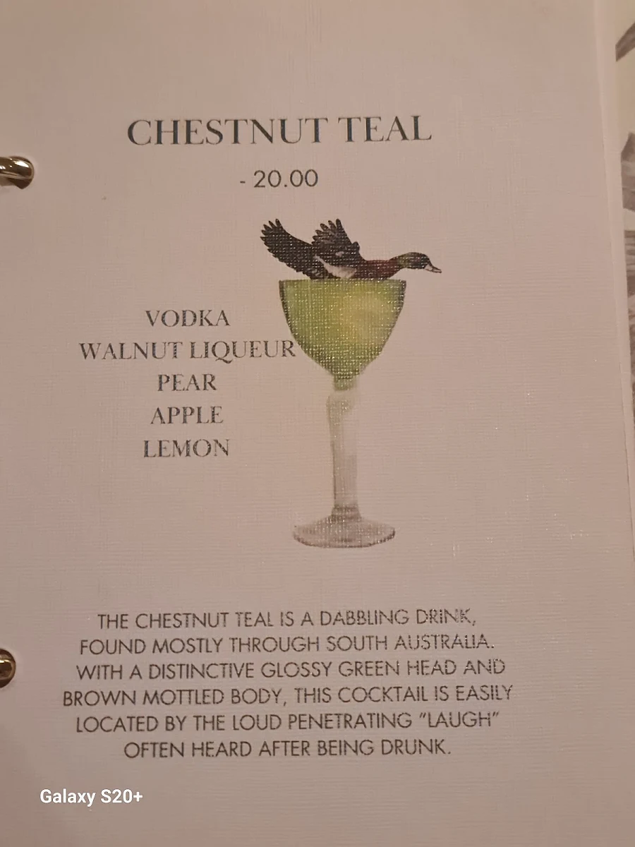 Menu, BIRDIE BAR & BRASSERIE