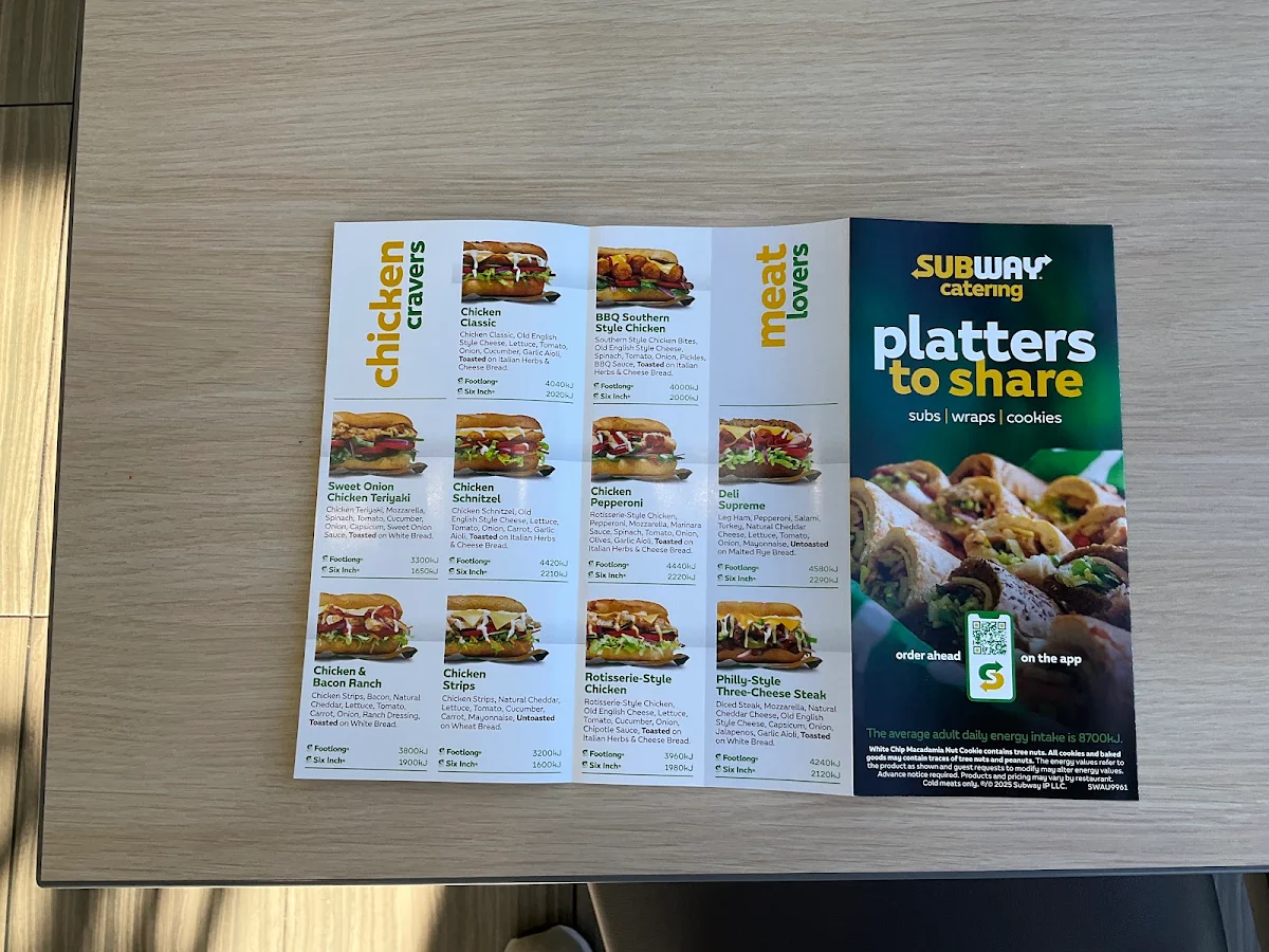 Menu, Subway