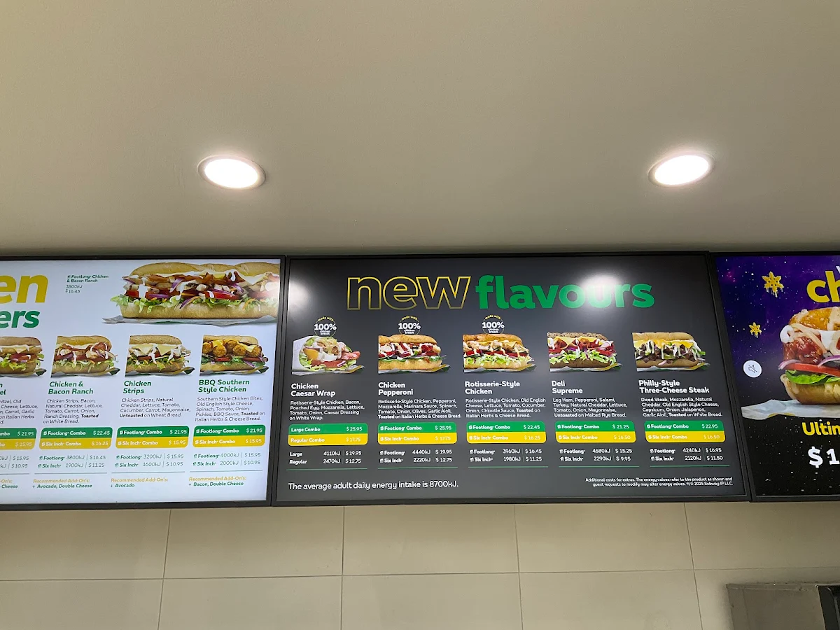 Menu, Subway
