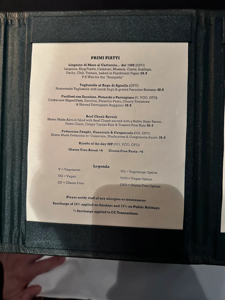 Menu, Caffe e Cucina