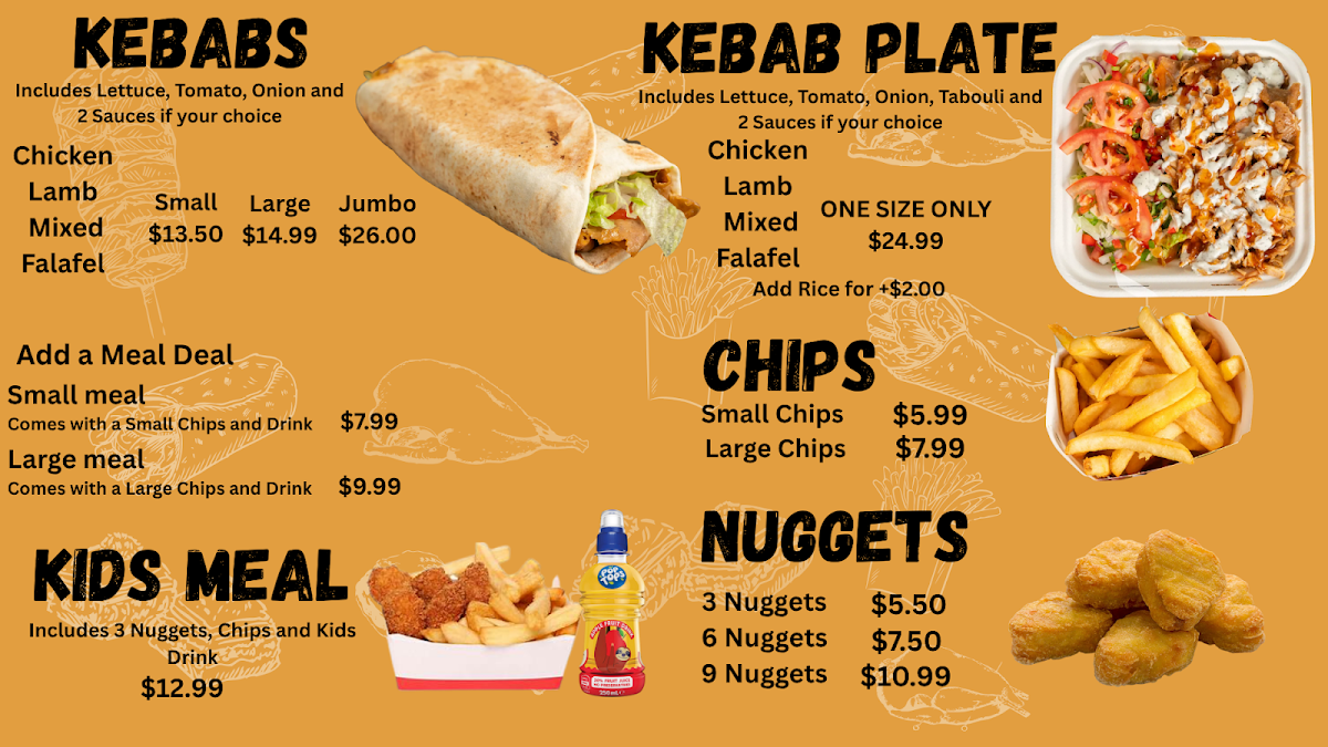 Menu, Oxley Kebabs