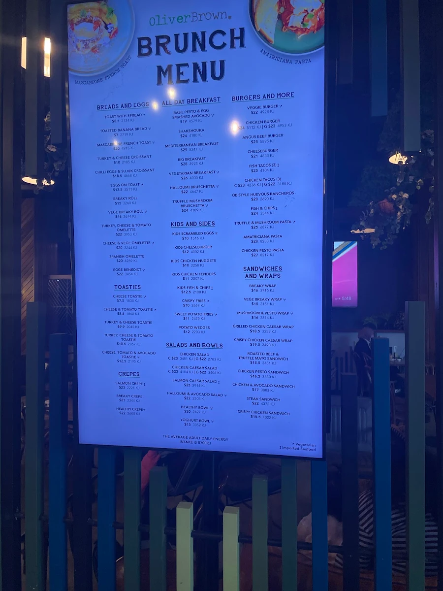Menu, Oliver Brown