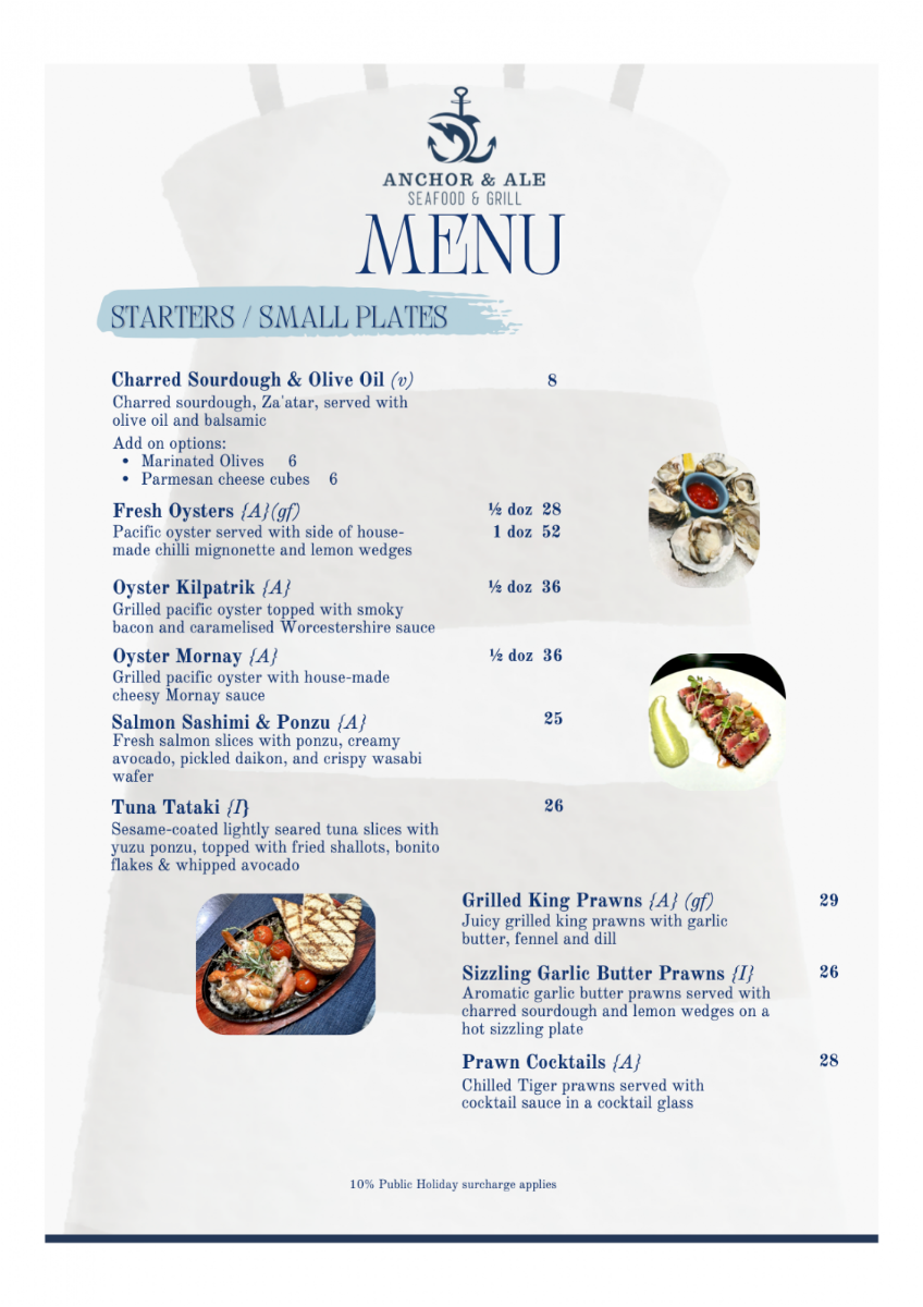 Menu, Anchor & Ale