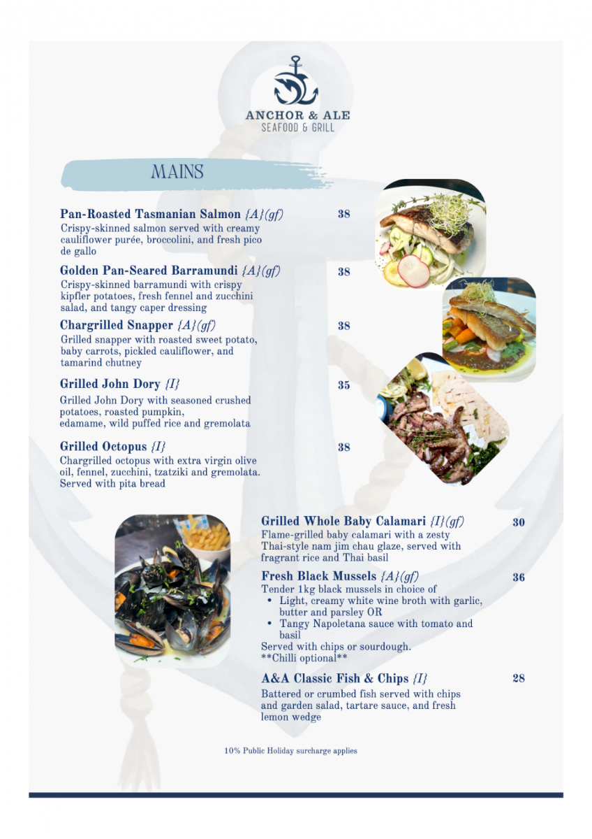 Menu, Anchor & Ale