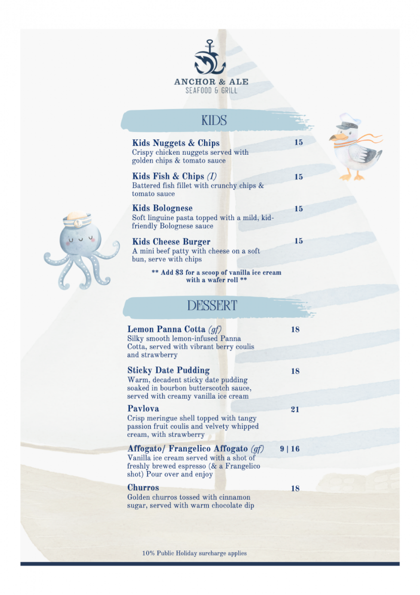 Menu, Anchor & Ale