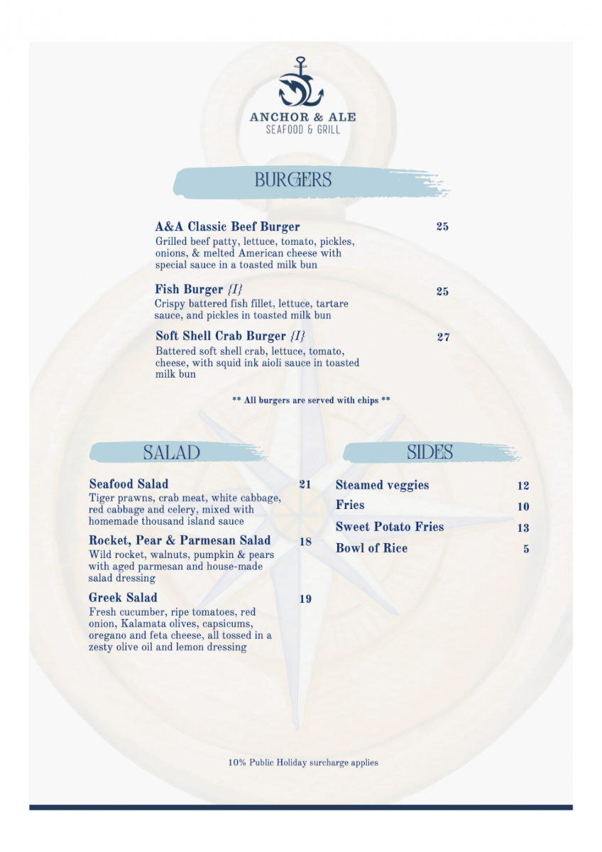 Menu, Anchor & Ale