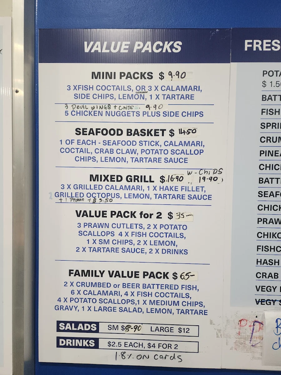 Menu, Redfern Fish & Chips