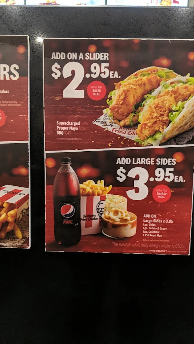 Menu, KFC Craigieburn
