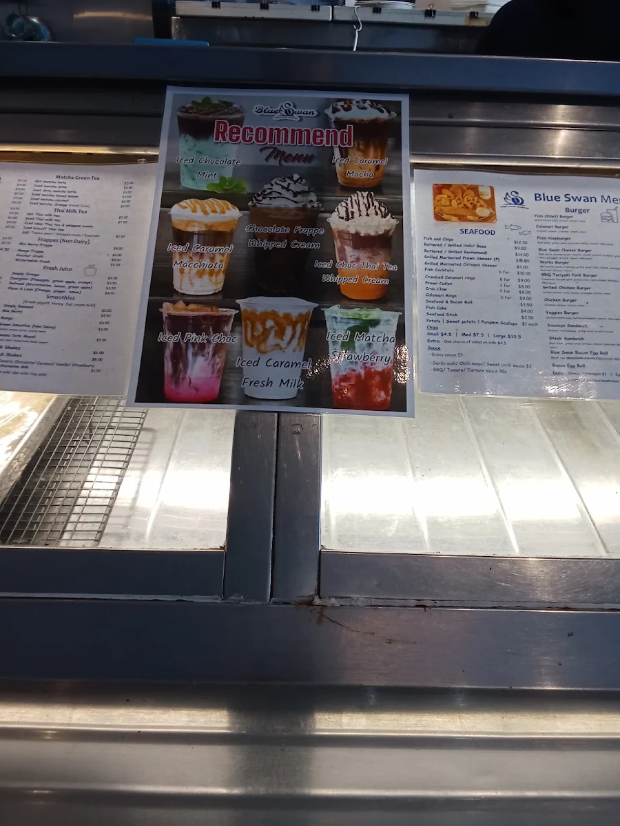 Menu, Blue Swan Cafe / Coffee / Fish & Chips