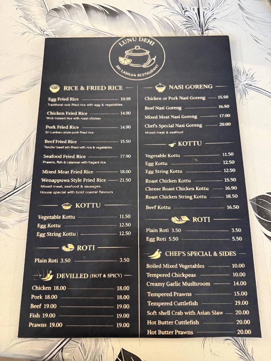 Menu, Lunu Dehi 🍋🍴