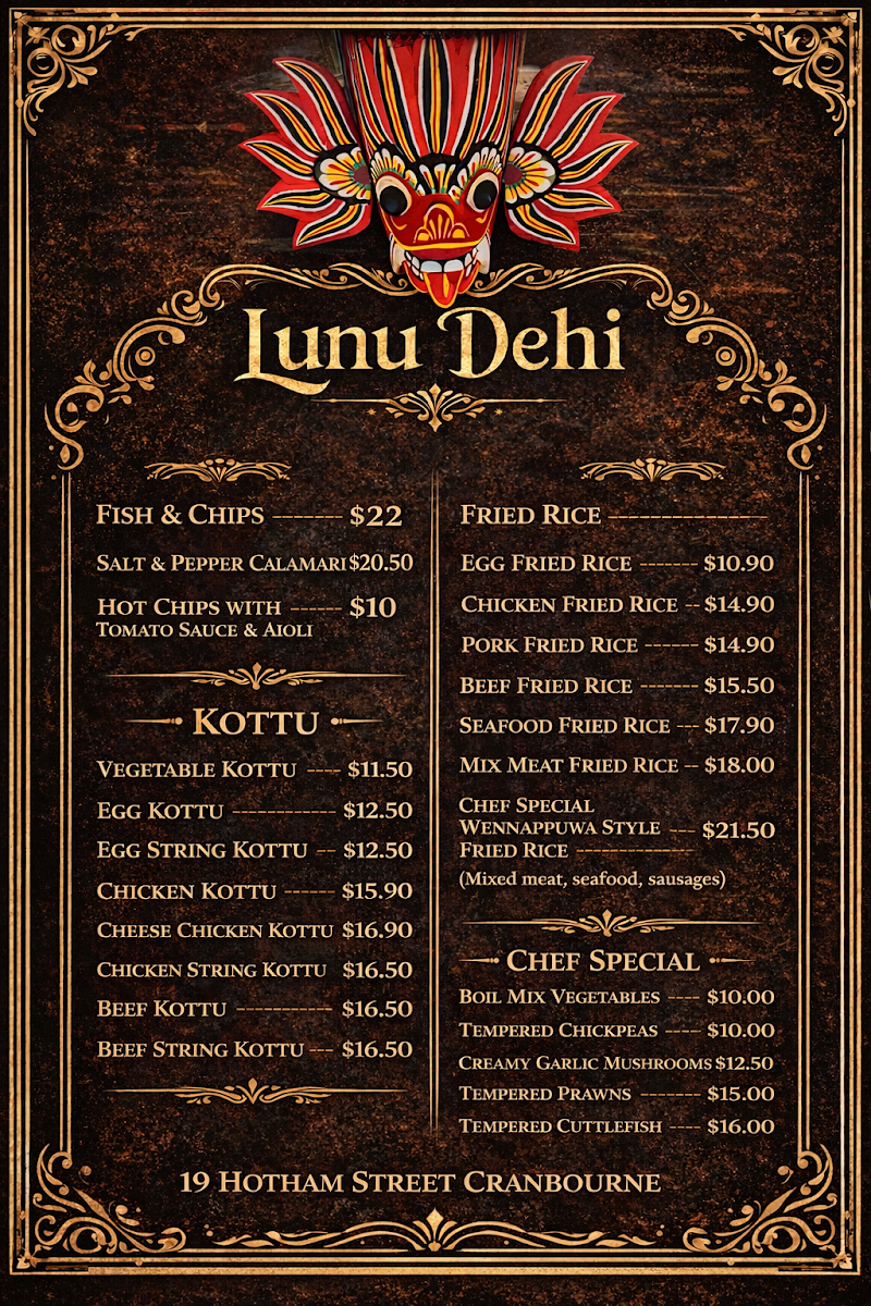 Menu, Lunu Dehi 🍋🍴