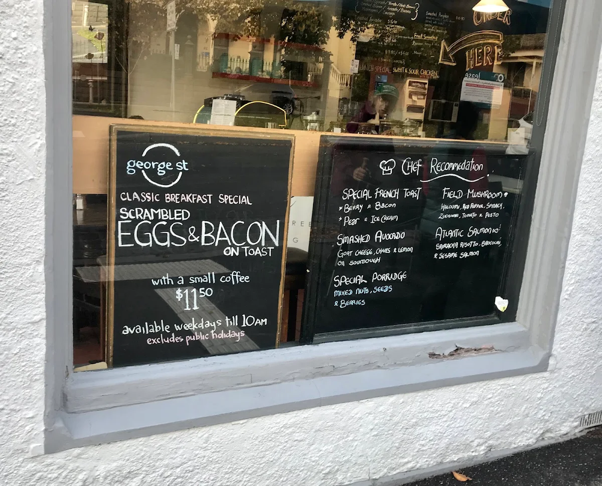 Menu, George Street Cafe