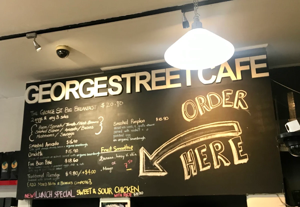 Menu, George Street Cafe