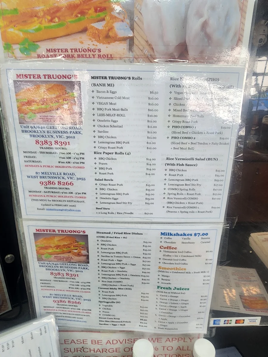 Menu, Mister Truong's