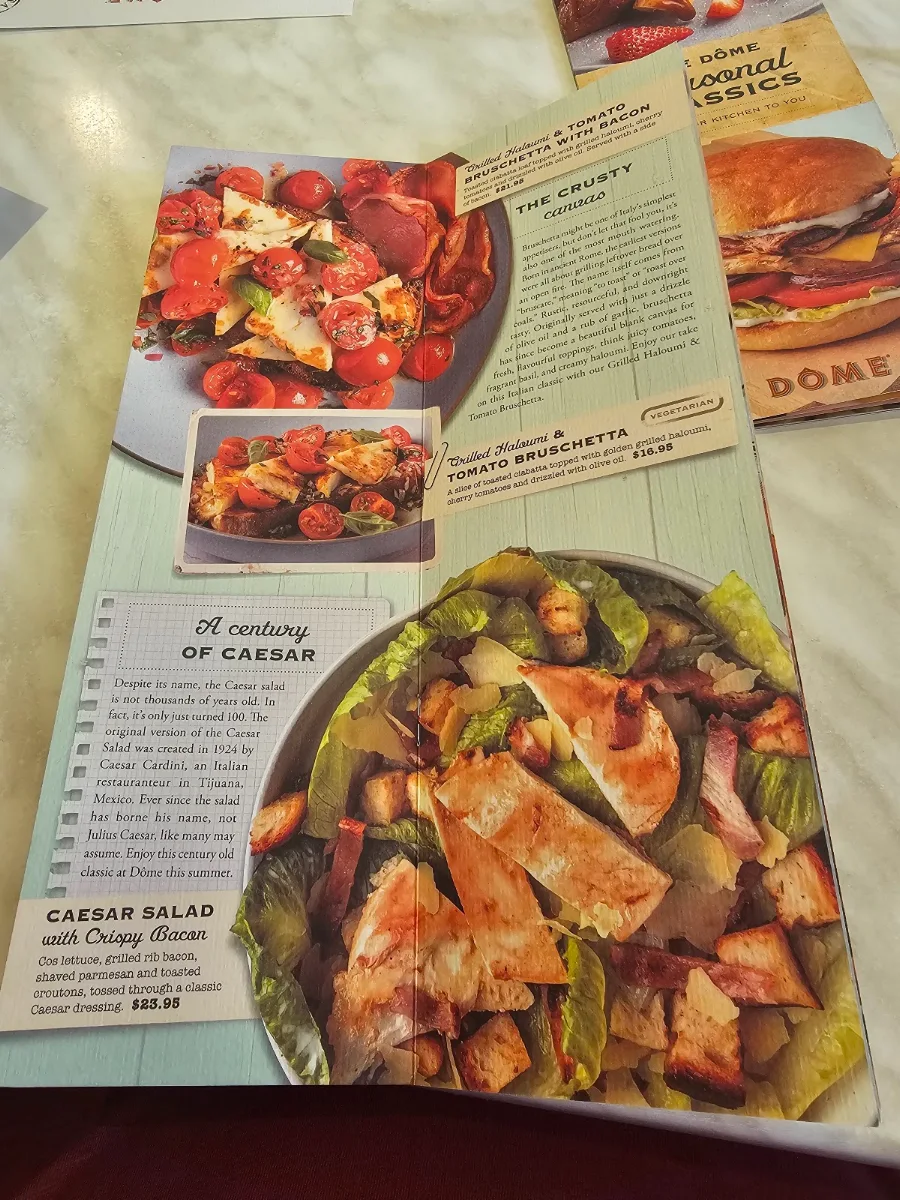 Menu, Dôme Café - Westralia Plaza