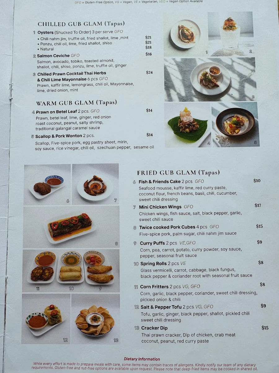 Menu, Yok Thai Restaurant