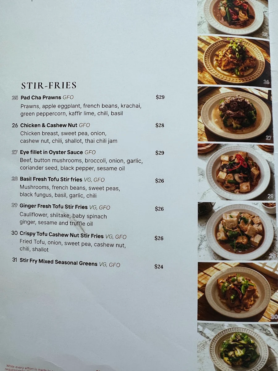 Menu, Yok Thai Restaurant