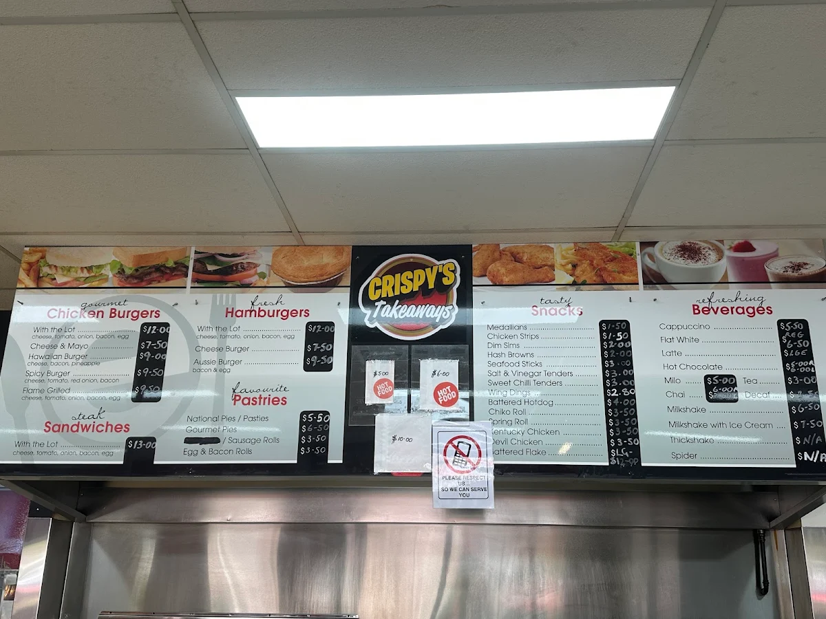 Menu, Crispy's Takeaway