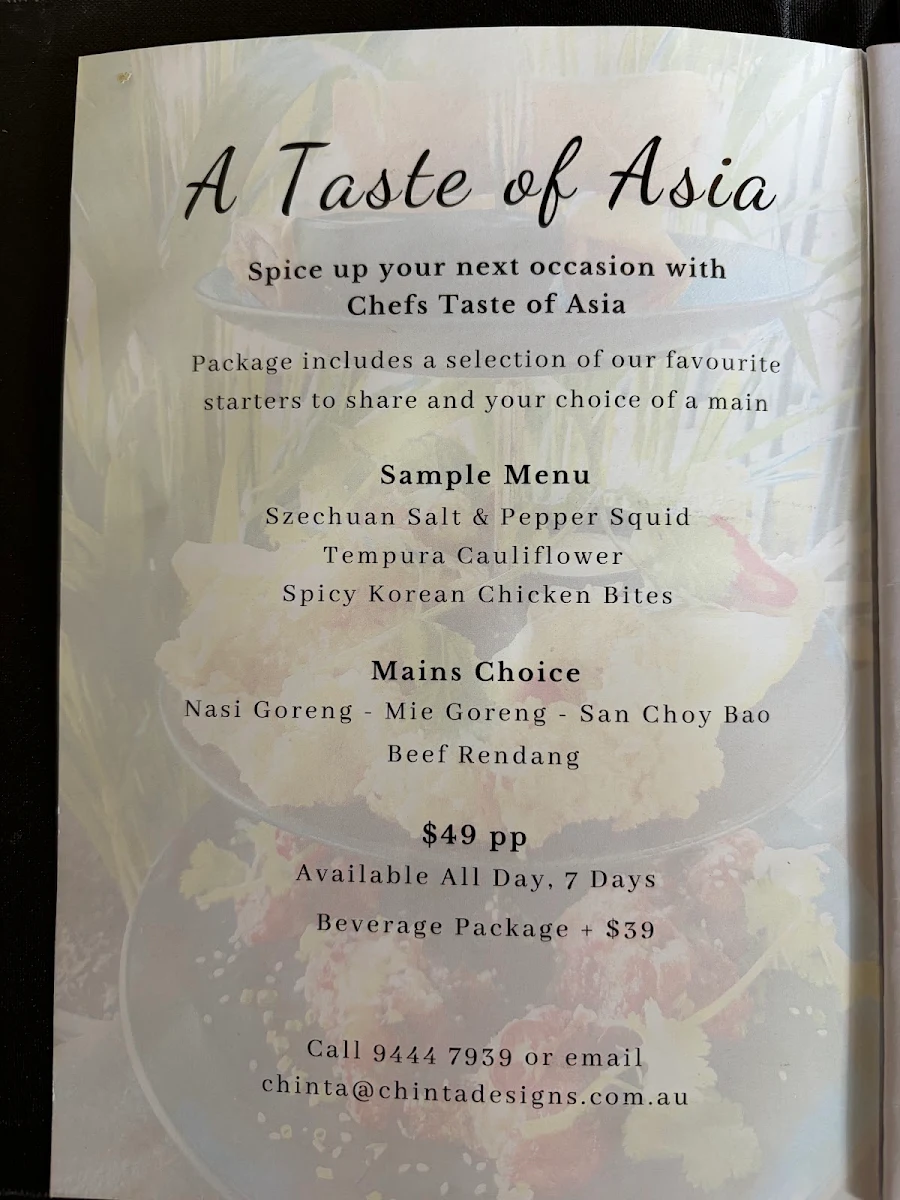 Menu, Chinta