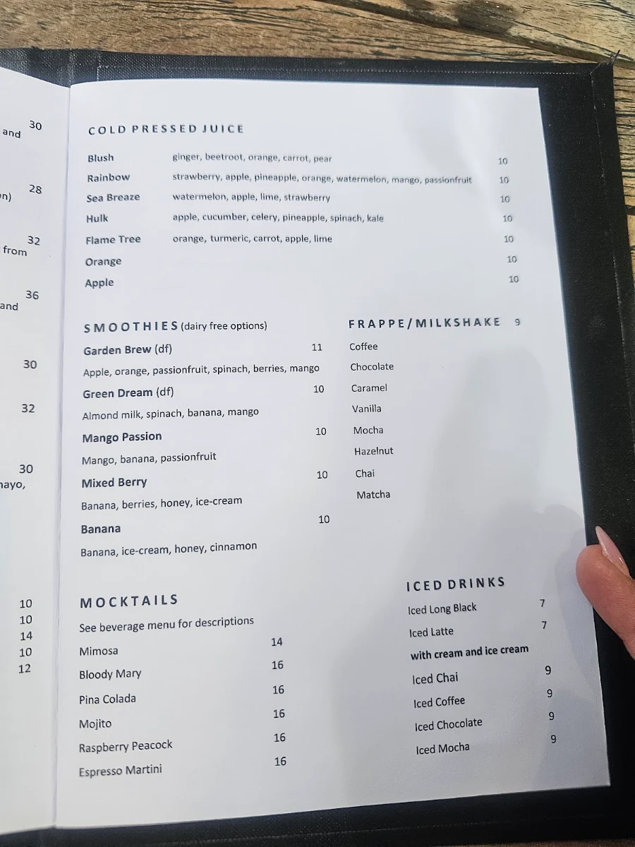 Menu, Chinta