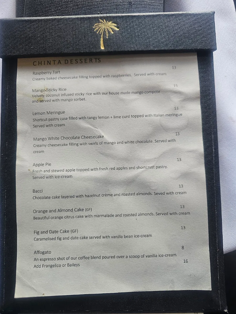 Menu, Chinta