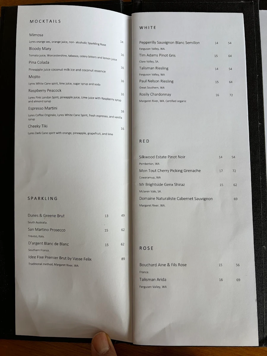 Menu, Chinta