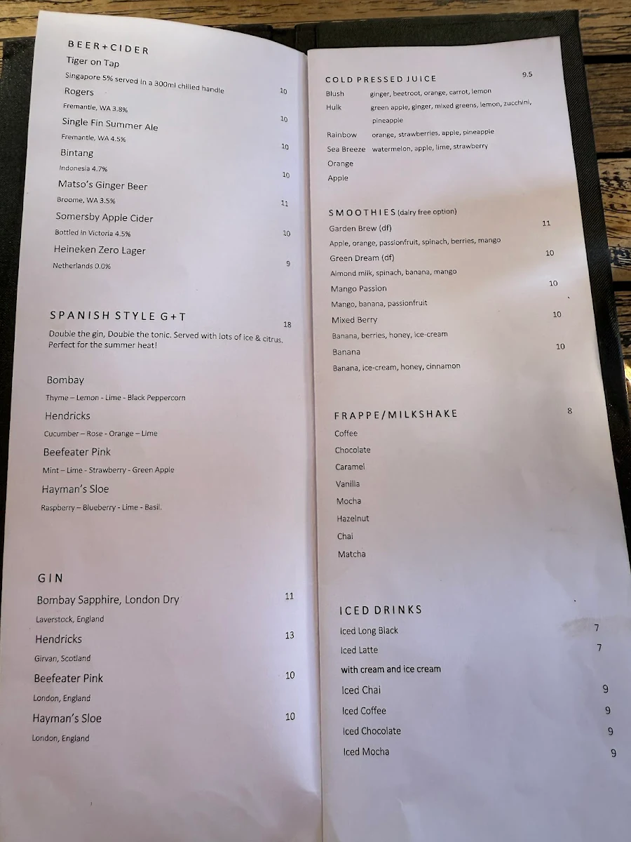 Menu, Chinta